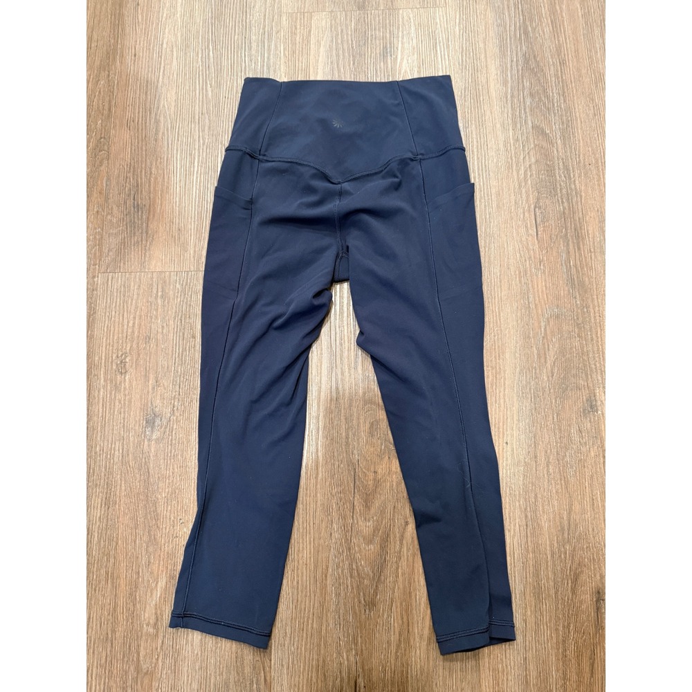 Athleta Salutation Stash Pocket Tight Navy Blue High Rise Yoga Leggings Womens